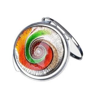 Glass Art Compact Mirror | Red/Orange/Green Multi